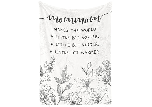 InnoBeta Mommom Gifts, Grandma Gifts for Mommom, Flannel Throw Blankets on Mother's Day, Christmas, Birthday, 50" x 65", Beige Flowers