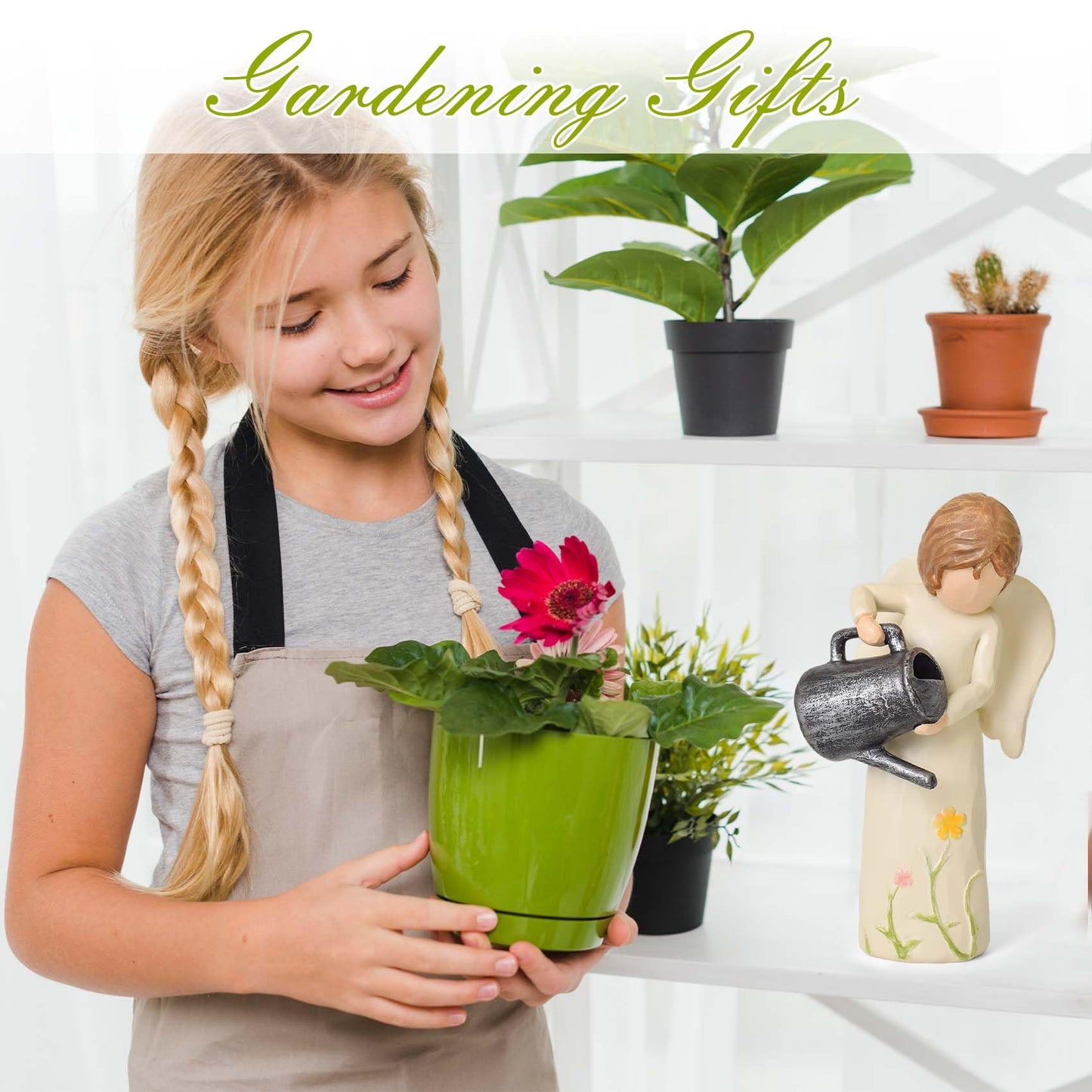 Gardening Gifts for Women, Gift for Gardeners Woman, Garden Angel Gifts for Mom, Sisters, Friends, New Home Gift Ideas, Unique Sculpted Hand-Painted Figurine
