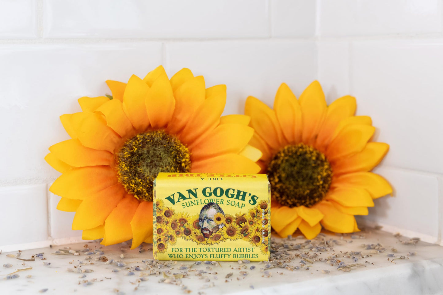The Unemployed Philosophers Guild Vincent Van Gogh's Sunflower Soap - Made in the USA, 2oz (56g) Travel or Hotel Sized Guest Bar Soap