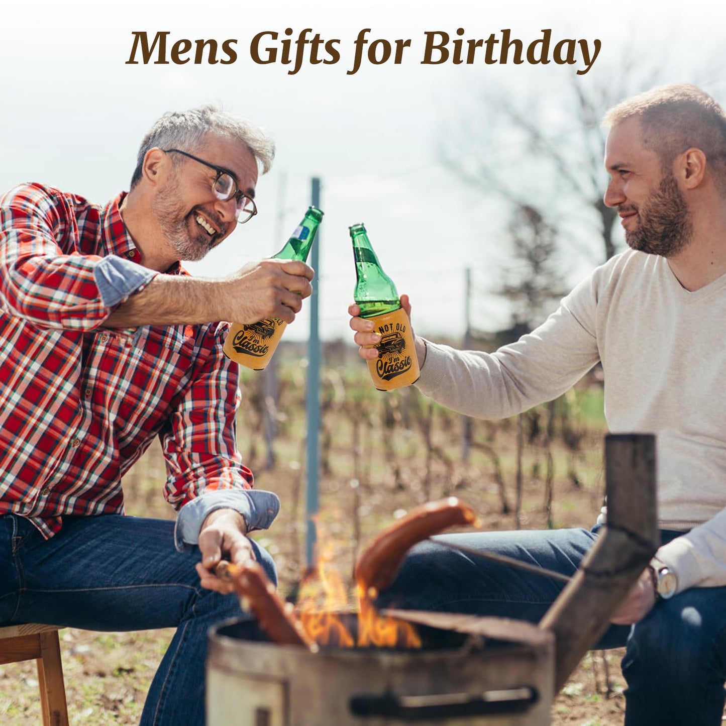 Men Birthday Gifts Ideas,Retirement Gifts for Men,Gift for Dad From Daughter,I'm Not Old I'm Classic Leather Can Cooler,Fun Gift forMen,Dad,Him,Husband,Grandpa,Leather Can Cooler for Mens 12OZ
