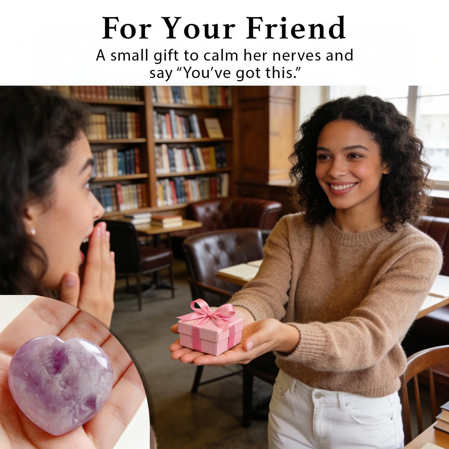 Anxiety Support Gift for Women - Amethyst Crystal Worry Stone, Stress Relief Thumb Stone, Thinking of You Comfort Gift, Inspirational Keepsake for Friends Family & Loved Ones (Amethyst)