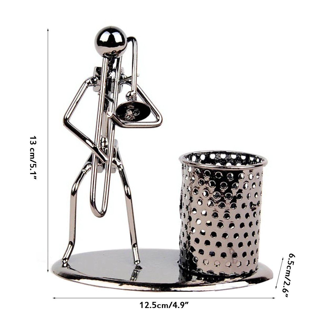 Winterworm Pen Container Holder Pencil Cup Iron Art Music Figure~Home Office Desk Decor Gift Perfect Father Gift (C79 Trombone)