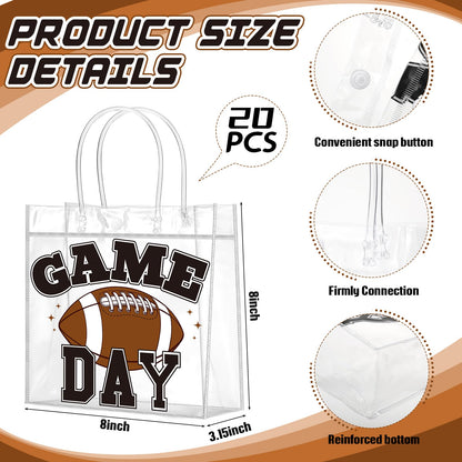 Wesnoy 20 Pcs Football Party Favor Football Goodie Gifts Bags with Handles Reusable Sport Themed Treat Bags for Candy Birthday Party Supplies 8 x 8 x 3.15''