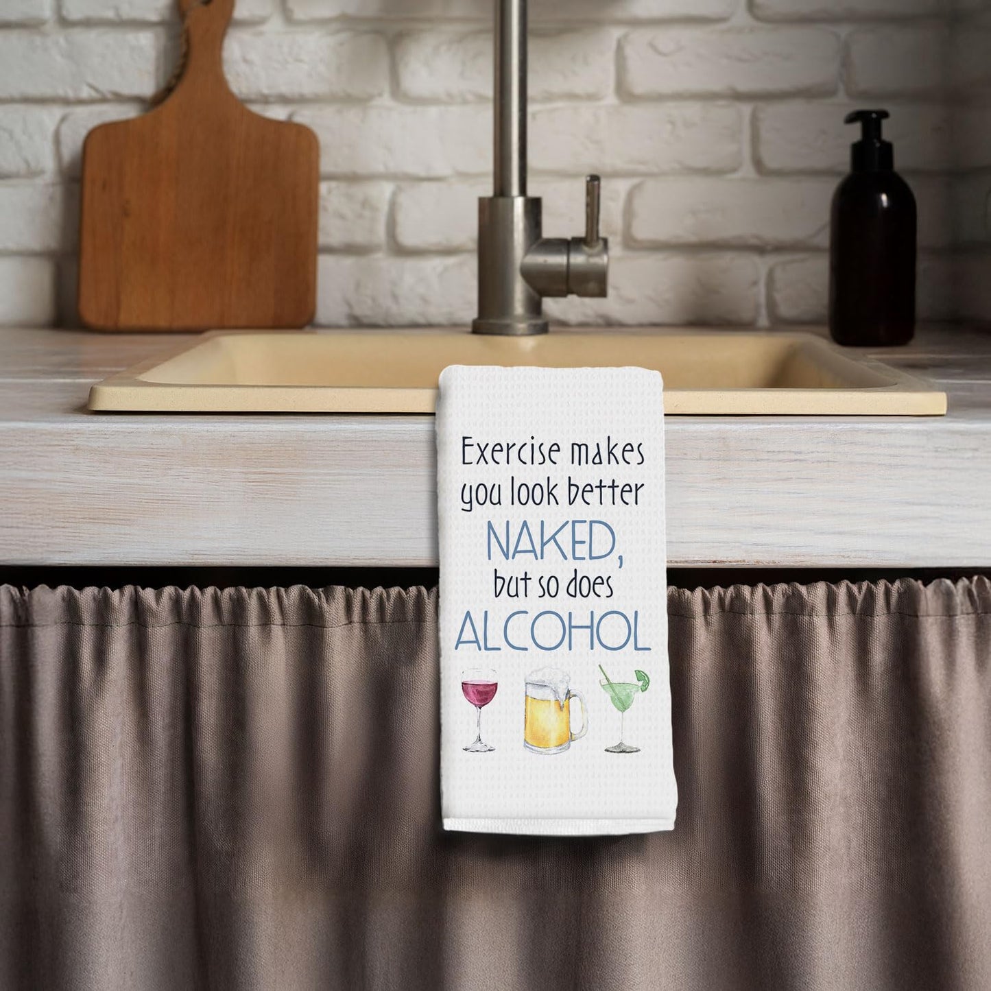 Alcohol Gifts Kitchen Towels, Alcohol Gifts for Women Dish Tea Bar Towels for Kitchen Bar Cart Decor, Bartender Gift Decorative Hand Towels, 16x24 Inch