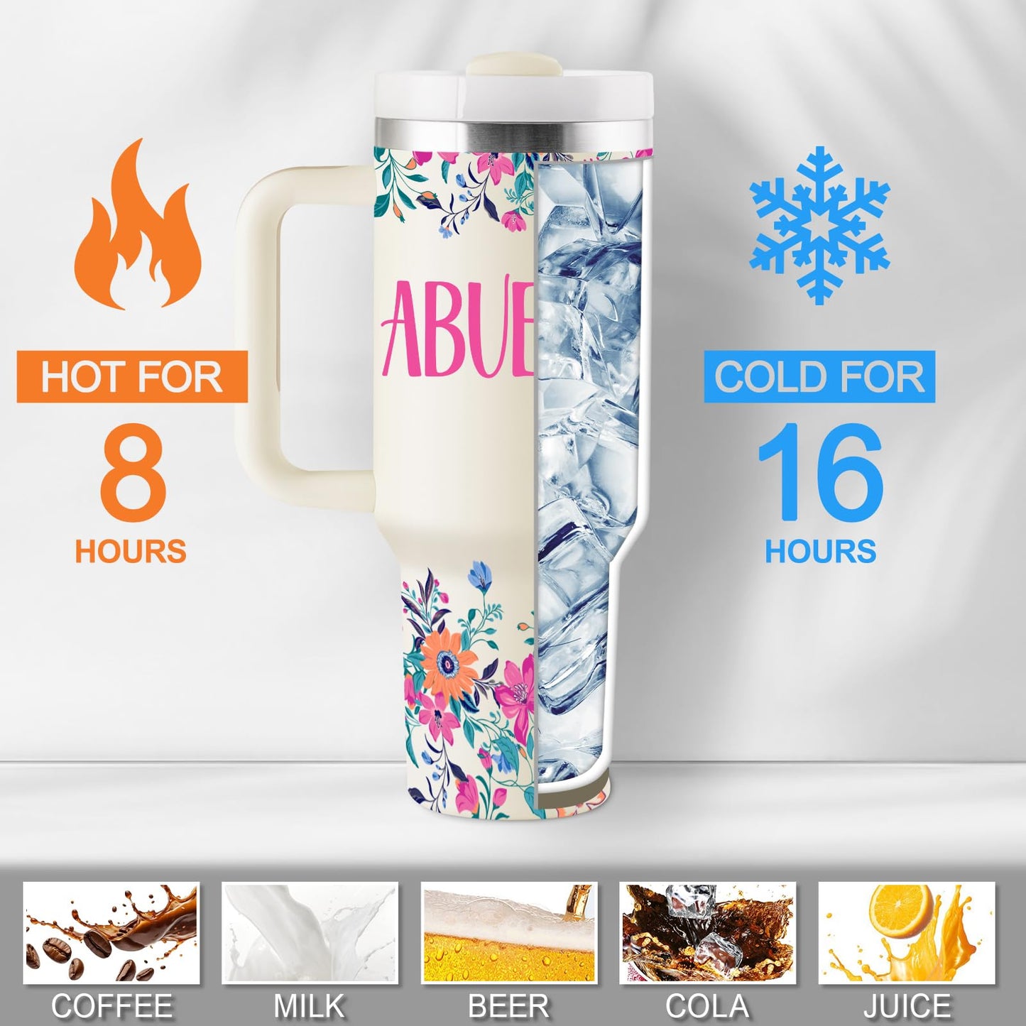 ROSTANTEN Abuela Gifts - Abuela Birthday Gifts in Spanish from Grandkids - Regalos Para Abuela - Abuela Mothers Day Gift - 40oz Travel Cup Insulated Tumbler with Lid & Straw