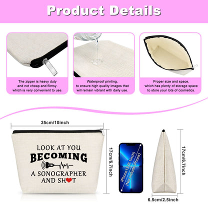 Appreciation Gifts for Sonographer Nurse Practitioner Doctor Makeup Bag Sonographer Gift Ultrasound Tech Gift for Radiologist Radiology Tech Student Graduation Gift for Women Sonography Tech