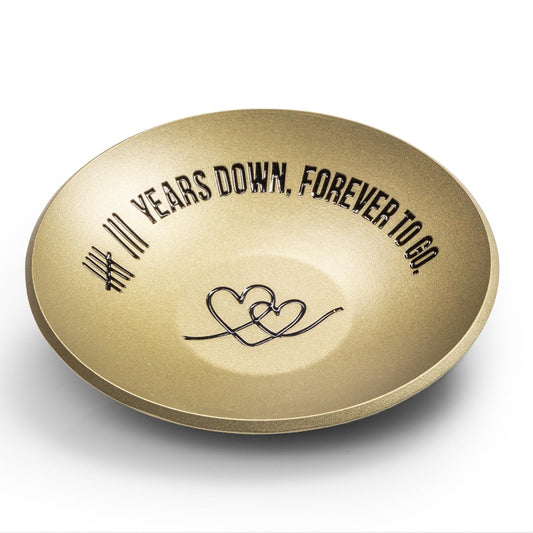 ROINS 8 Year Anniversary Bronze Gifts for Him Her, 8th Wedding Anniversary for Wife Husband, 4" Metal Ring Holder Dish Jewelry Tray - Unique Decoration Ideas Bronze Gift For Men Women Couple