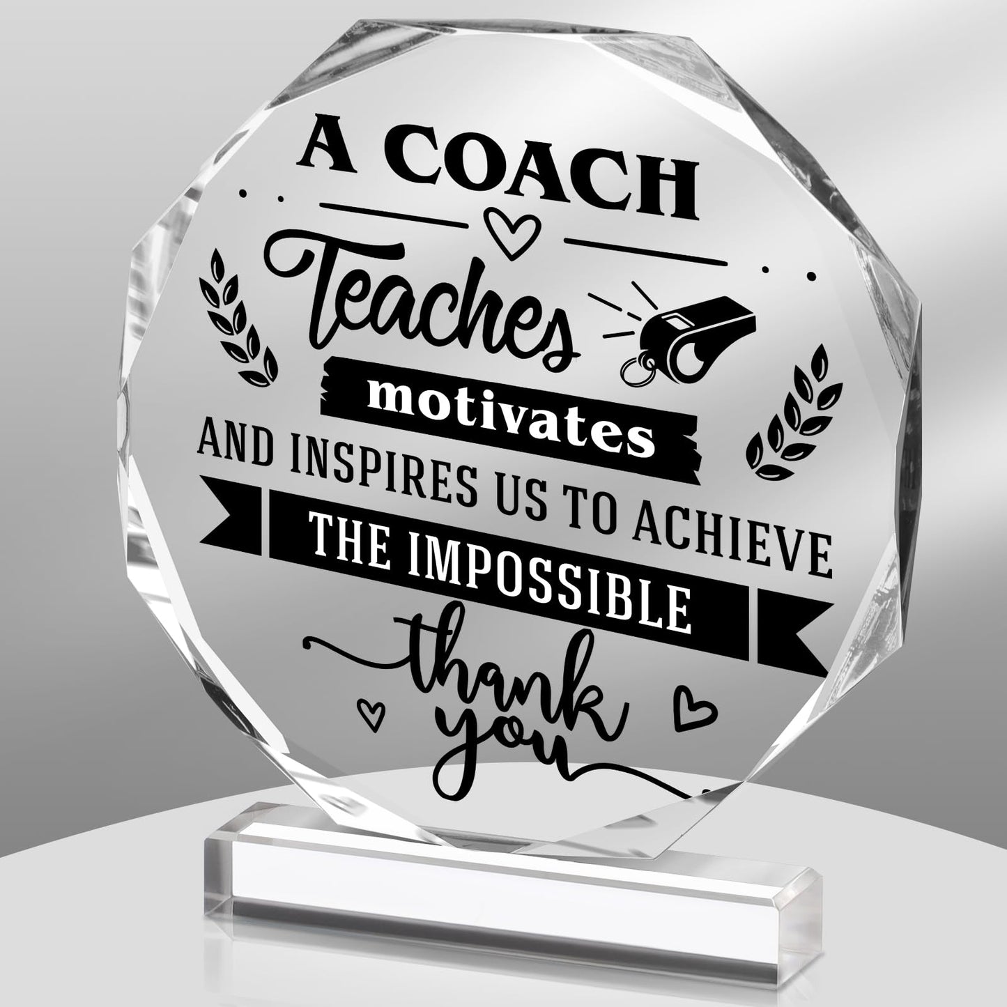Panelee Thank You Gifts for Women Men Acrylic Appreciation Inspirational Gift Office Coworker Farewell Acrylic Sign Table Decor for Home(Thank You Coach)