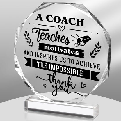 Panelee Thank You Gifts for Women Men Acrylic Appreciation Inspirational Gift Office Coworker Farewell Acrylic Sign Table Decor for Home(Thank You Coach)