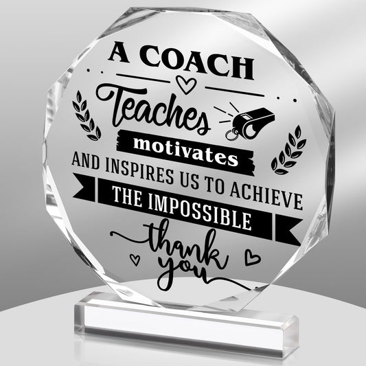 Panelee Thank You Gifts for Women Men Acrylic Appreciation Inspirational Gift Office Coworker Farewell Acrylic Sign Table Decor for Home(Thank You Coach)