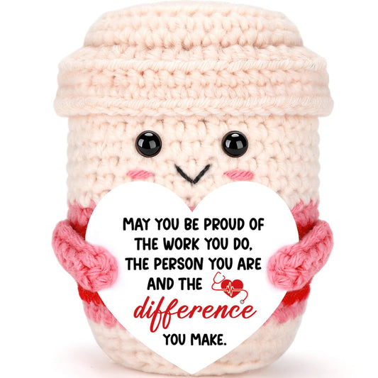 Nurse Week Gifts for Women Female Nurse Appreciation Practitioner RN Nurses Gift 2026 Nursing School Graduation Gifts for Student Preceptor Handmade Crochet Pink Coffee Mug for Mom Sister Friend