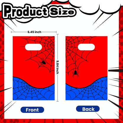 24 Pcs Small Gift Bags Bulk, Spider Web Gift Bag Party Favor Bags Treat Bags Double-sided Candy Bags for Party Favors Goody Bags Plastic Goodie Bags for Birthday Party for Spider Theme Decorations