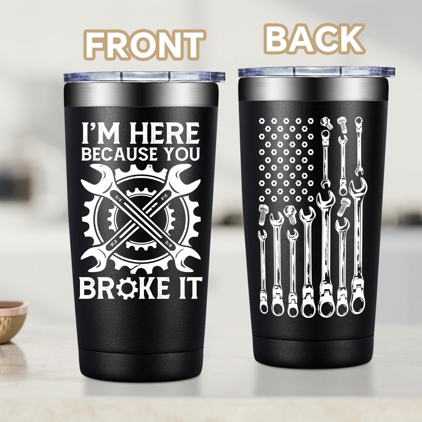 Fufandi Mechanic Gifts - Maintenance Appreciation Gift, Maintenance Man Gifts for Men - Mechanic Worker Travel Coffee Tumbler 20oz