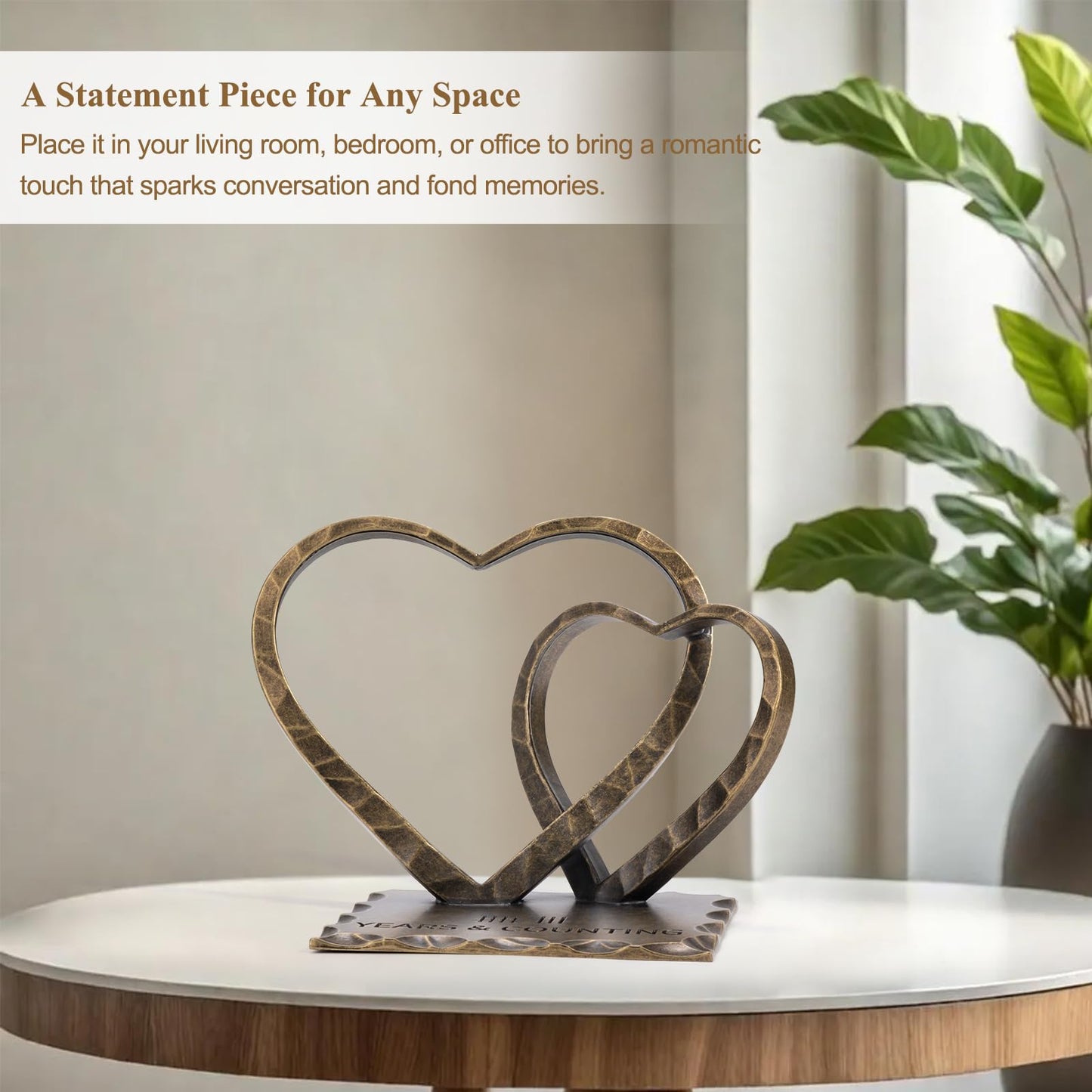 Vastsea 8 Year Anniversary Bronze Gifts - 8th Anniversary Wedding Handcrafted Hearts Sculpture for Her Him Couple Wife Husband, with Card & Gift Box