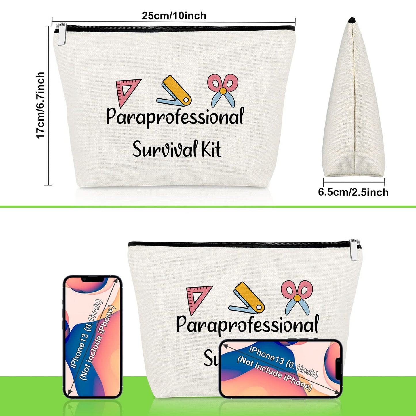 Paraprofessional Appreciation Gift 2 Pcs Makeup Bag Para Thank You Gifts for Paraeducator Teacher Assistant Travel Pouch Teachers' Day Birthday Christmas Graduation Present 2 Pack Cosmetic Bag