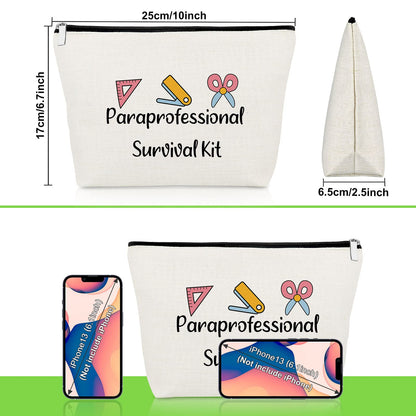 Paraprofessional Appreciation Gift 2 Pcs Makeup Bag Para Thank You Gifts for Paraeducator Teacher Assistant Travel Pouch Teachers' Day Birthday Christmas Graduation Present 2 Pack Cosmetic Bag