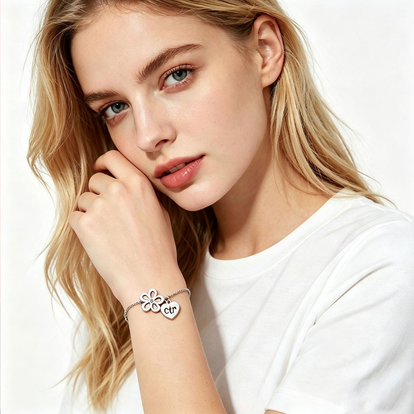 Choose The Right Bracelet-CTR Heart & Floral Pendant Latter Day Saints Jewelry Gift with Card for Women, LDS baptism Gifts
