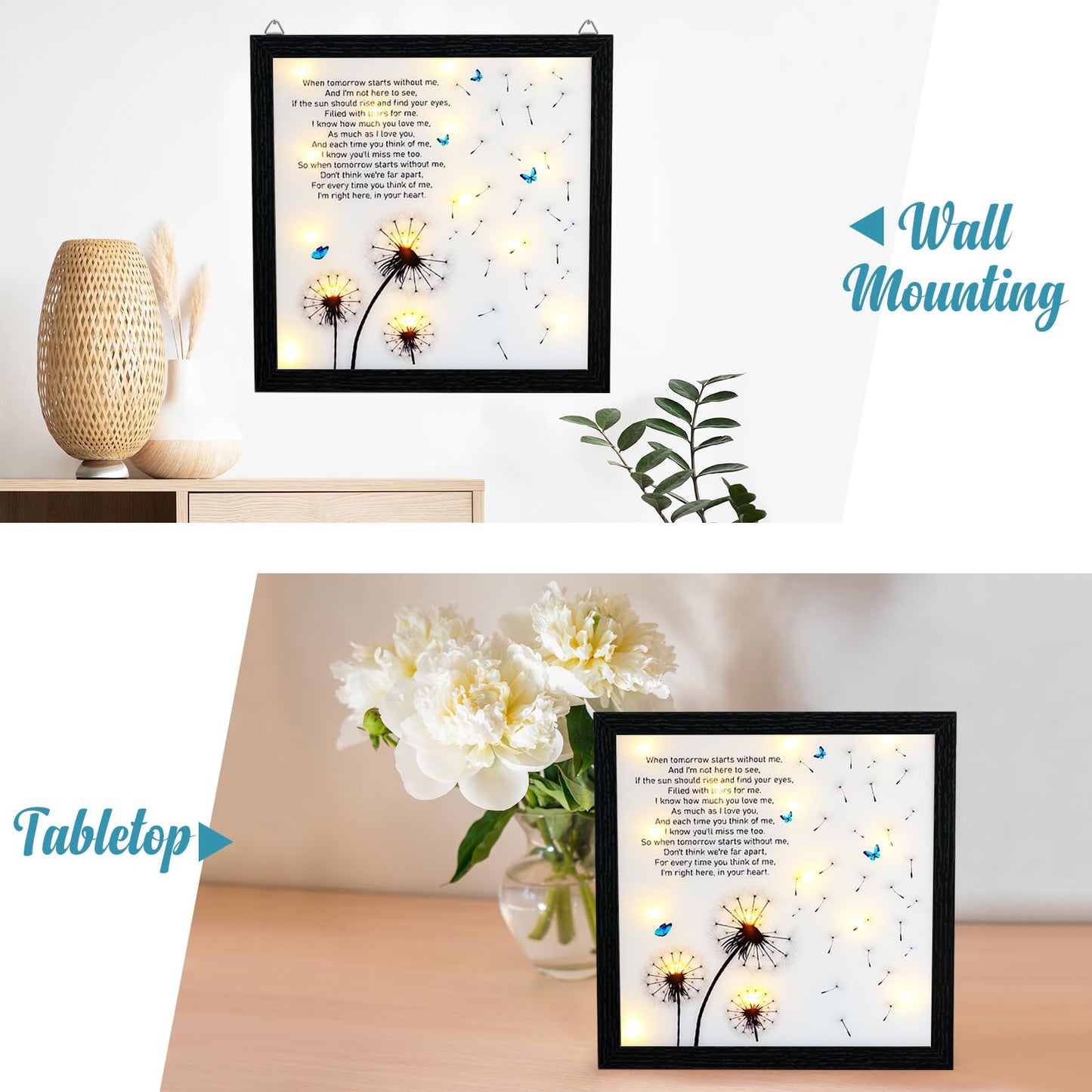 Memorial Gifts LED Shadow Box - Sympathy Gifts for Loss of Mother, Father & Loved Ones - Dandelion Decor