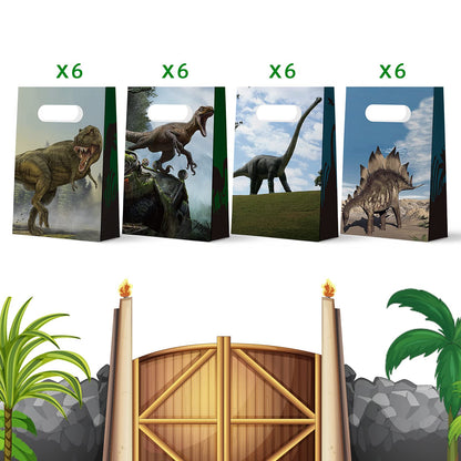 FRIDAY NIGHT 24 Pcs Dinosaur Party Favor Bags Dinosaur Theme Treat Candy Goodies Bag Birthday Party Supplies Decoration