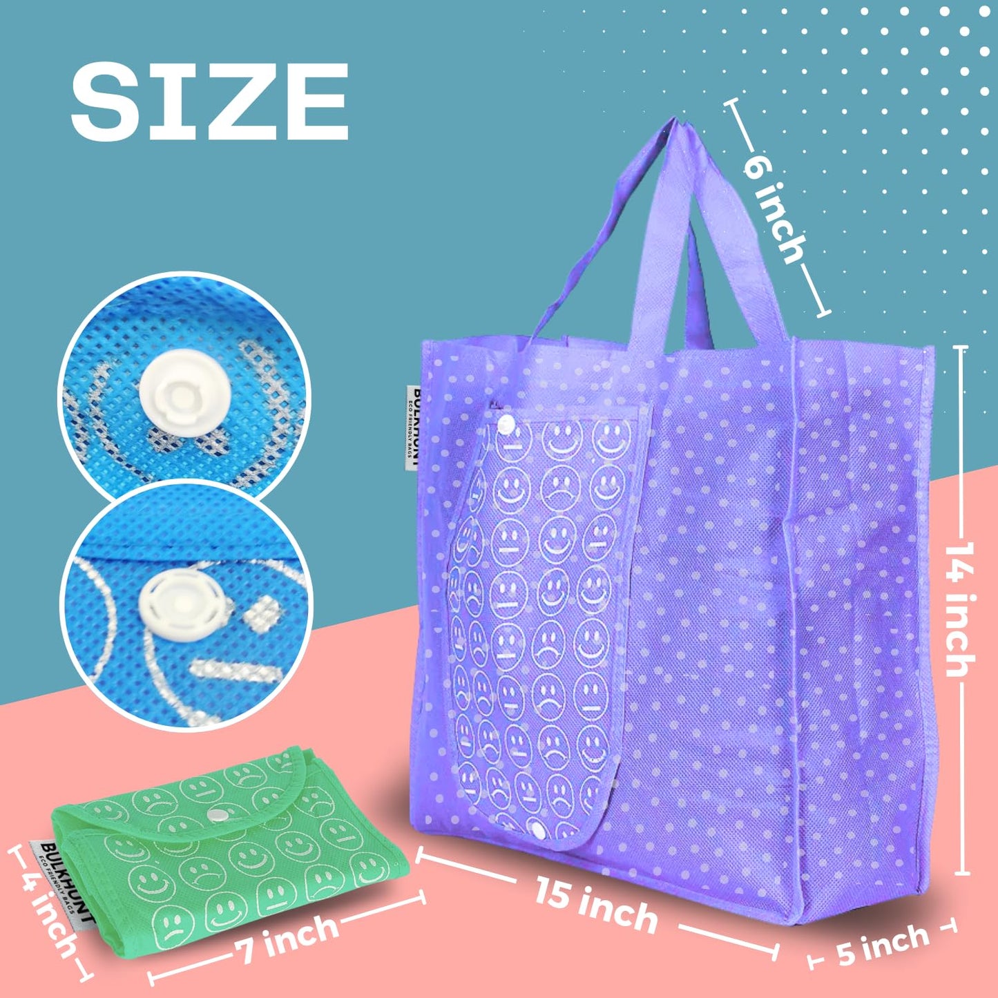 Bulkhunt Oytra Foldable Shopping Bags Reusable Grocery Bag 12 Pcs Return Gift Wedding Birthday House Warming Events Functions