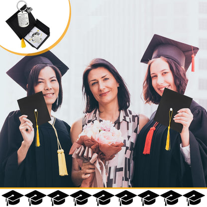 Quelay 12 Sets Graduation Keychain Gift Graduation Christian Keyring with Doctoral Hat Gift Box for Class of 2026 Grad