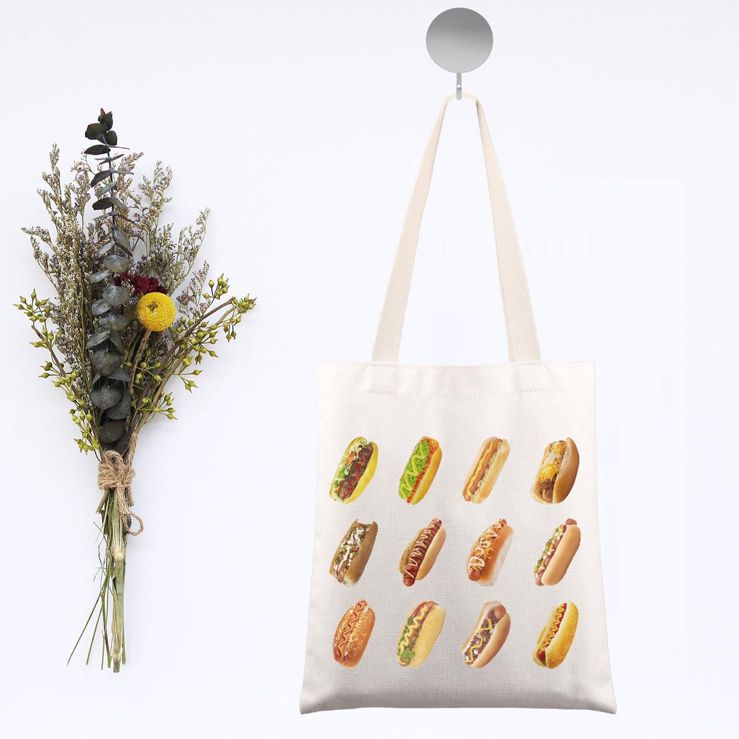 JNIAP Hot Dog Tote Bag Hot Dog Lover Gifts Hot Dog Shoulder Bag Hot Dog BunLover Hot Dog Squad Gifts