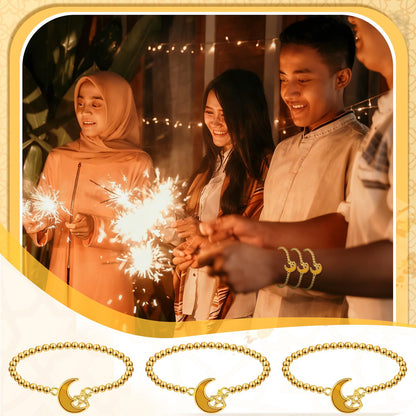 Huquary Eid Mubarak Adjustable Bracelet Gift Bulk Muslim Islamic Ramadan Eid al Fitr Bracelet Islam Tasbih Allah Party Favors