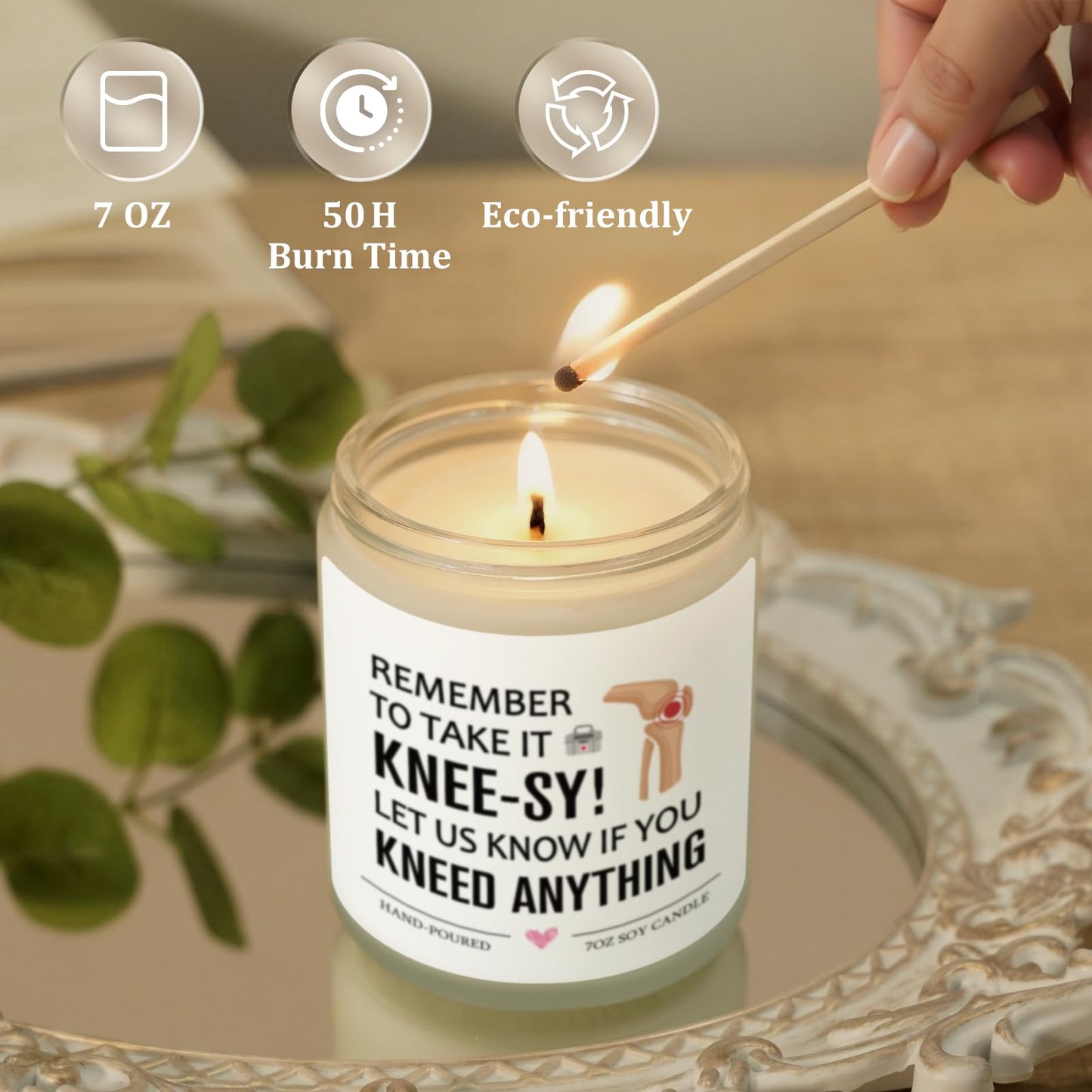 Post Knee Surgery Recovery Gifts, Knee Replacement Gifts, Knee-sy Gift, Comfort Get Well Soon Gift for Men Women Patients，Funny Lavender Scented Candle