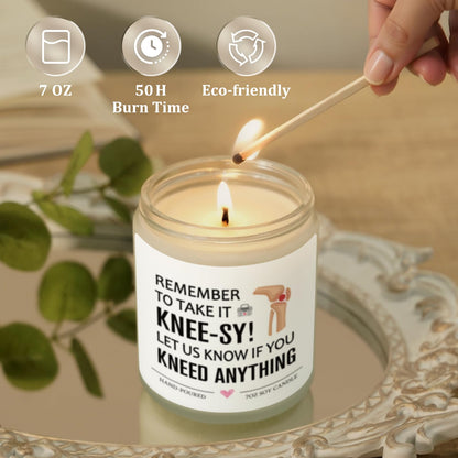 Post Knee Surgery Recovery Gifts, Knee Replacement Gifts, Knee-sy Gift, Comfort Get Well Soon Gift for Men Women Patients，Funny Lavender Scented Candle