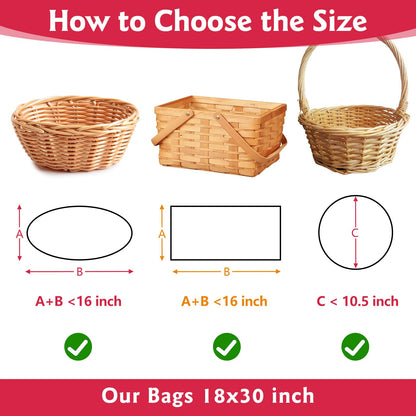 woric 12 Pcs Clear Cellophane Bags 18x30 Inch Cellophane Wrap for Gift Baskets Cello Gift Bags for Graduation Gifts Basket Stuffers Candy Wedding Party Baby Bridal Shower Wine Bottles