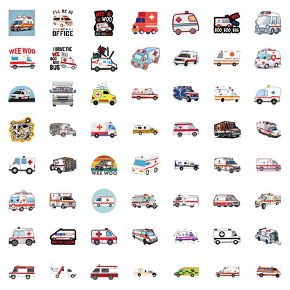 55 PCS Ambulance Stickers,Funny EMS Stickers,Paramedic MedicalStickers,Ambulance Decorations,Vinyl Decals for Water Bottle Laptop Scrapbooking Luggage Phone (White)