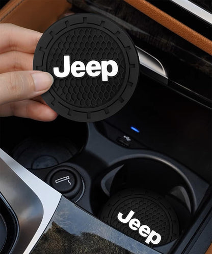 Car Cup Holder Coaster for Jeep,Silicone Cupholder Coaster,Car Interior Accessories,2.76 Inch 2 Pieces