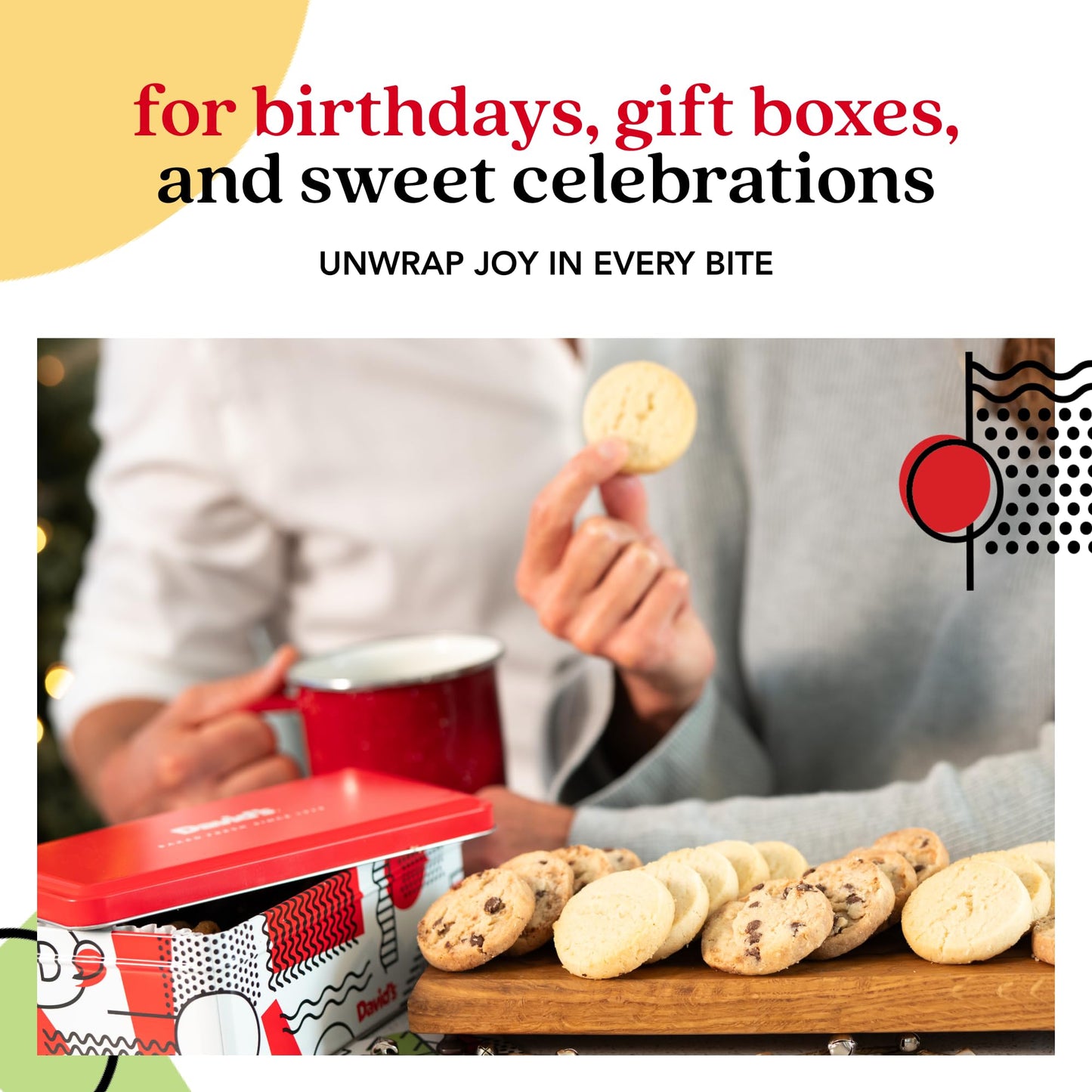 David's Cookies Happy Birthday Gift Sampler Tin – Crunchy Gourmet Cookies – Bakery Snack Gift for Birthdays, Celebrations and Special Occasions – Shortbread Cookies