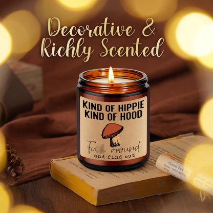 LEADO Kind of Hippie Kind of Hood Scented Candles, Hippie Room Decor - Boho Gifts for Women, Men - Funny Fathers Day, Birthday, Hippy Gifts for Mom, Women, Friend, Bestie, BFF, Her, Boho Stuff