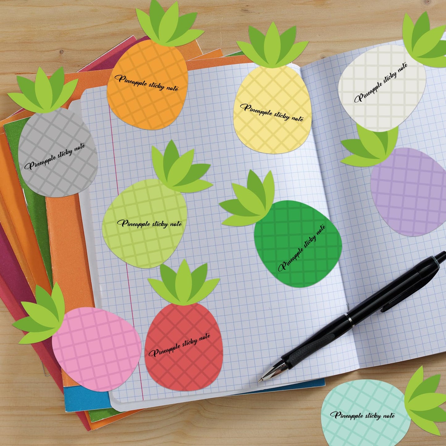 12 Pcs Pineapple Shape Sticky Notes Cute Pineapple Sticky Notepad Colorful Self Sticky Memo Pads Funny Fruit Shaped Post Notes Mini Removable Note for Office School Stationery Supplies Party Gift
