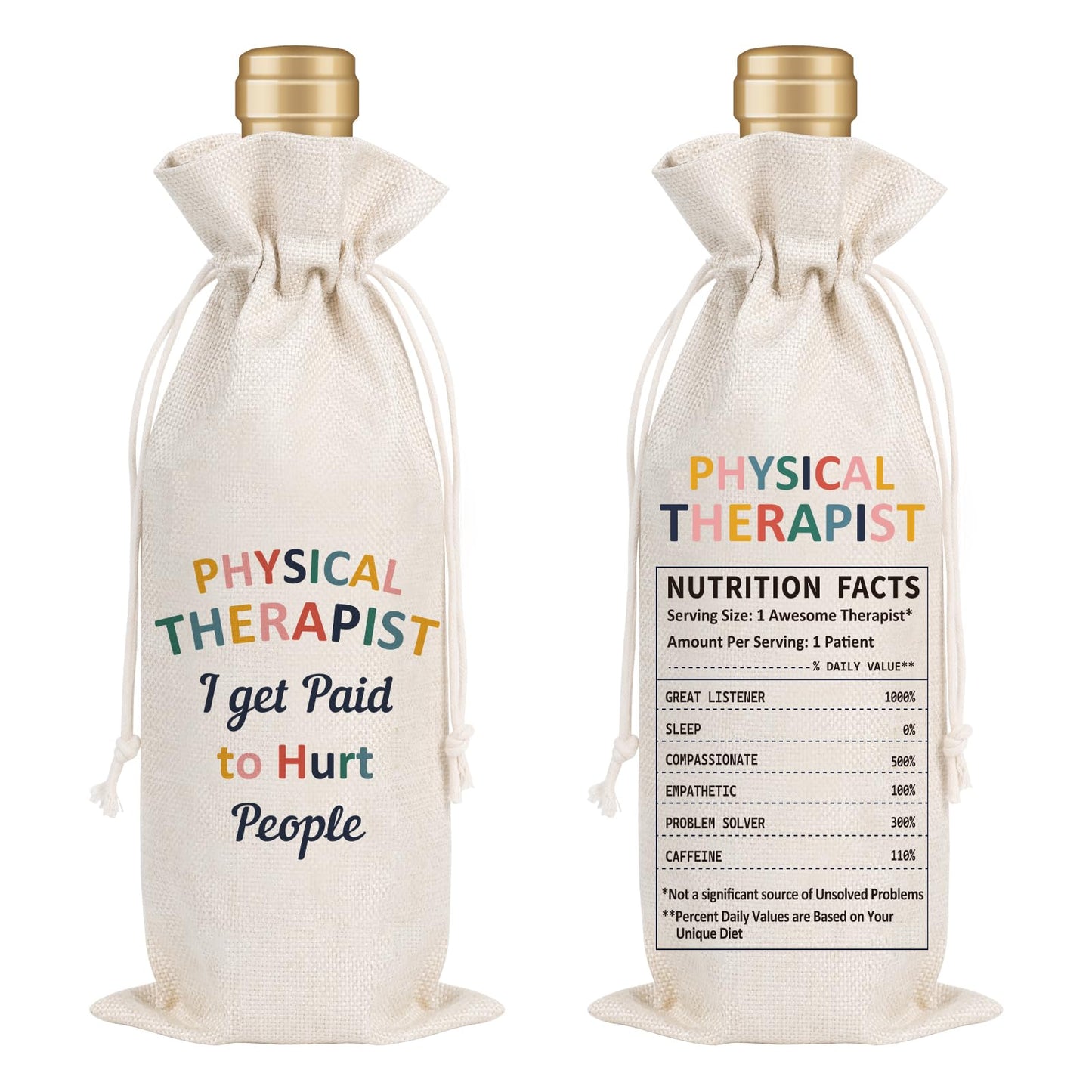 Wxiben Physical Therapist Gifts Wine Bag Thank You Appreciate Gifts for Women Men PT Wine Bottle Bag for Her Him Physical Therapy Assistant Christmas Birthday Appreciation Party Gift Decoration