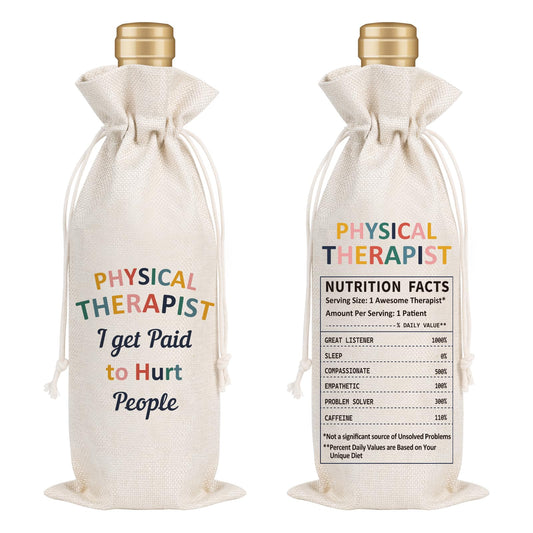 Wxiben Physical Therapist Gifts Wine Bag Thank You Appreciate Gifts for Women Men PT Wine Bottle Bag for Her Him Physical Therapy Assistant Christmas Birthday Appreciation Party Gift Decoration