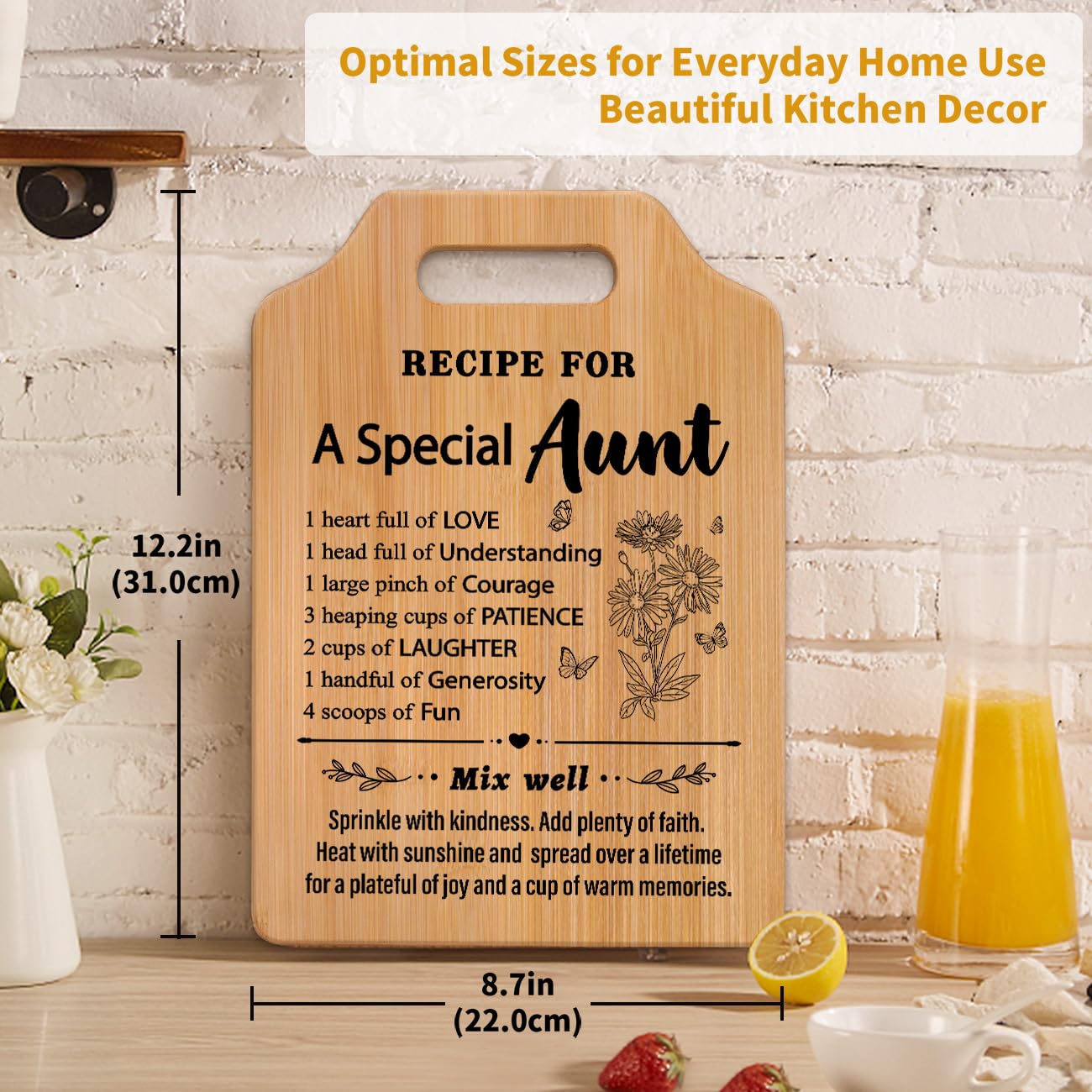 Gifts for Aunt, Birthday Gift for Aunt, Recipe Cutting Board for Aunts, Best Gifts for Aunts from Niece Nephew, Auntie Gift Ideas