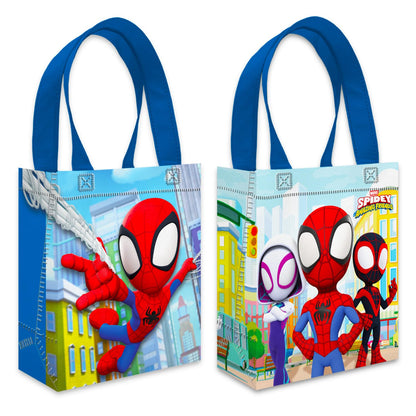 Spidey and His Amazing Friends Party Favor Bag Set – 12 Pack of 8" Marvel Party Goodie Bags for Kids Bulk Reusable Totes | Spiderman Birthday Supplies