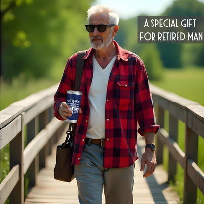 Retirement Gifts for Men 2026 - Retired Under New Management - Retirement Tumbler for Men Husband, Boyfriend, Father, Boss - Cool Gifts 20oz Navy Tumbler Birthday, Anniversary, Christmas
