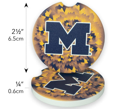 University of Michigan Set of 2 Car Coasters by Magnolia Lane - Removable Absorbent Ceramic Stone Coasters - Ideal Gift for Students, Alumni and Everyday Fan - Show Your Big 10 NCAA Team Spirit