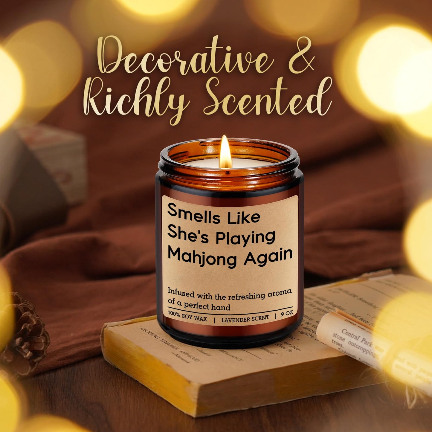 LEADO Funny Playing Mahjong Candle, Mahjong Gifts for Women - Mah Jongg Accessories, Gifts for Mahjongg Players & Lovers - Mahjongg Party Supplies, Birthday Decorations for Friend, Hostess, Mom, Girls