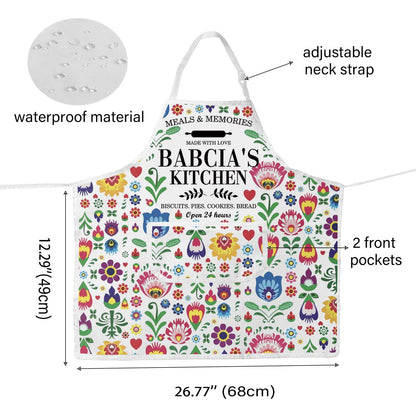 WCGXKO Polish Babcia Kitchen Apron Polish Grandma Birthday Gift Babcia Gift Babcia Retirement Gift