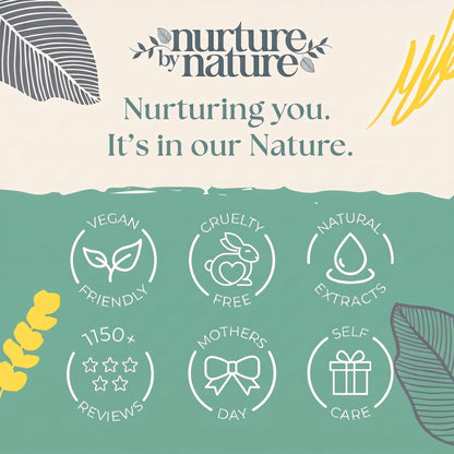 Nurture by Nature RELAX & UPLIFT Spa Kit for Women – Birthday Gifts for Women – 6 Piece Gift Basket with Hand Soap, Body Scrub, Hand Cream & More - Vegan Self Care Kit - Relaxation Gifts for Her