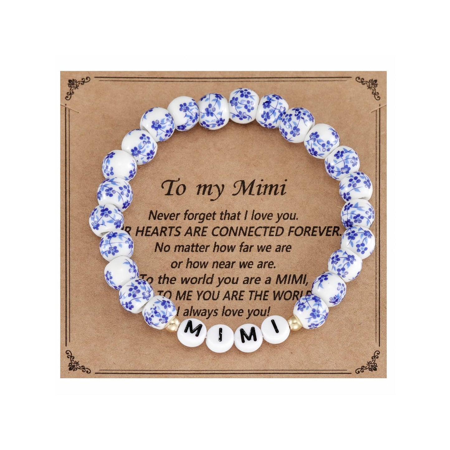 Kivosliviz Mimi Gifts for Birthday from Grandkids Grandson Grandma Mothers Day Jewelry Mimi Bracelet Blue