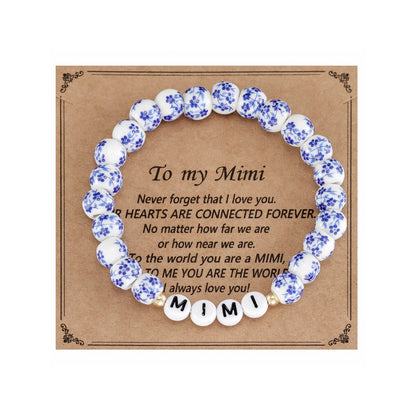 Kivosliviz Mimi Gifts for Birthday from Grandkids Grandson Grandma Mothers Day Jewelry Mimi Bracelet Blue