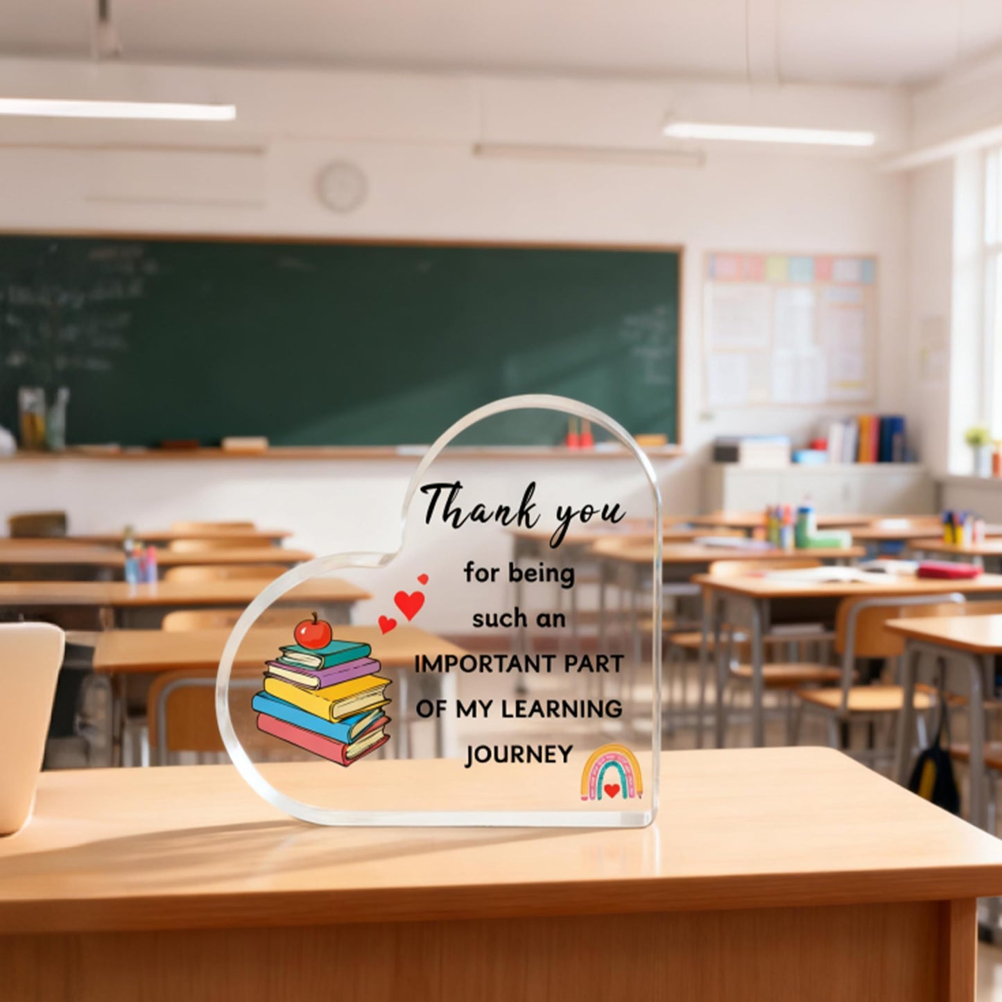 Teacher Gifts - Teacher Christmas Gift Acrylic Heart Plaque, Gifts for Teachers Women Men, Teacher Appreciation Gifts, Thank You Teacher Gift for Christmas Graduation Birthday Thanksgiving Retirement