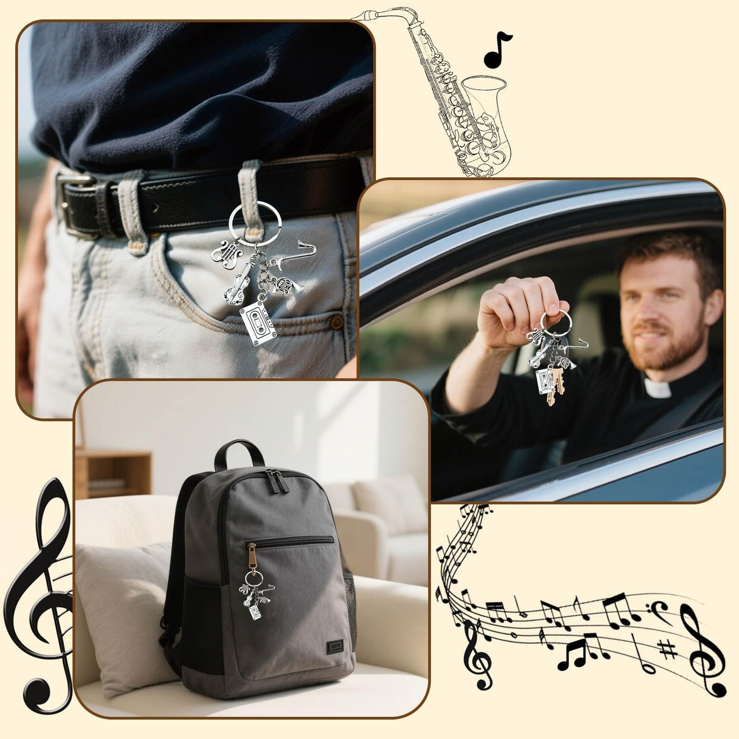 Saxophone Gifts for Men, 4pcs Gift Set for Saxophone Lovers, Music Present Gifts Set With Funny Novelty Socks