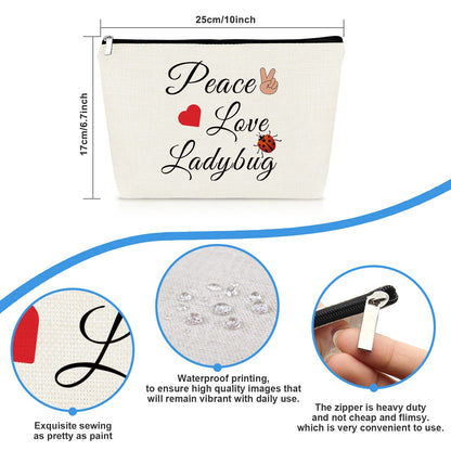 Ladybug Lover Gift Ladybug Makeup Bag for Women Good Luck Ladybug Gift Lady Bug Gift Cosmetic Bag Inspirational Gift Motivation Gift for Girl Birthday Christmas Gift for Friend Daughter Sister
