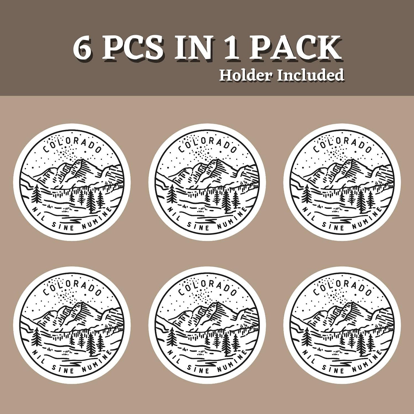 Onebttl Colorado Gifts for Men Women - Ceramic Coaster Set of 6 with Holder - Homesick Moving Away Housewarming Souvenir